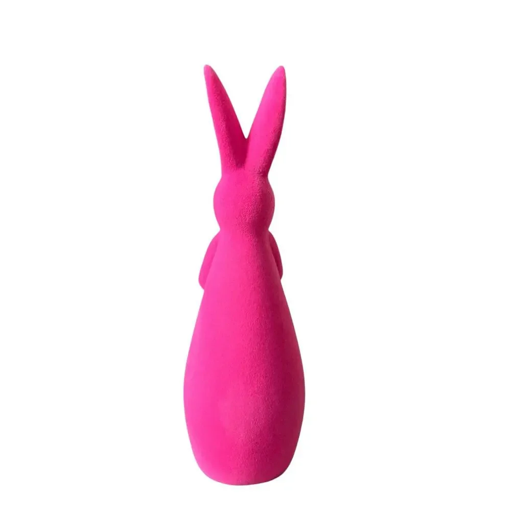 Cynthia Rowley Velvet Bunny Rabbit 12.5in Hot Pink Spring Easter Decor NEW